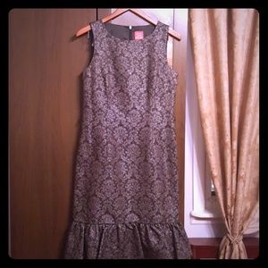 Oscar De La Renta Peplum Trim Jacquard Dress